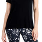 Camiseta feminina ID Ideology com decote em V, preta, tamanho pequeno