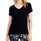 Camiseta feminina ID Ideology com decote em V, preta, tamanho pequeno