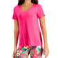 Camiseta feminina ID Ideology com decote em V, rosa, tamanho pequeno