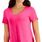Camiseta feminina com decote em V ID Ideology, rosa, tamanho grande