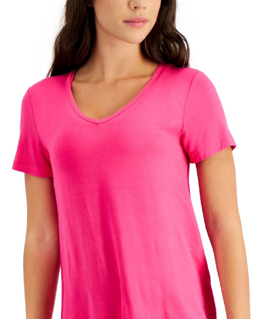 Camiseta feminina com decote em V ID Ideology, rosa, tamanho grande
