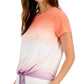 Camiseta feminina ID Ideology com estampa tropical e amarração frontal, laranja, tamanho extragrande