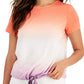 Camiseta feminina ID Ideology com estampa tropical e amarração frontal, laranja, tamanho XX-G