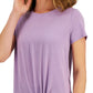 Camiseta feminina ID Ideology com nó frontal roxo, tamanho pequeno