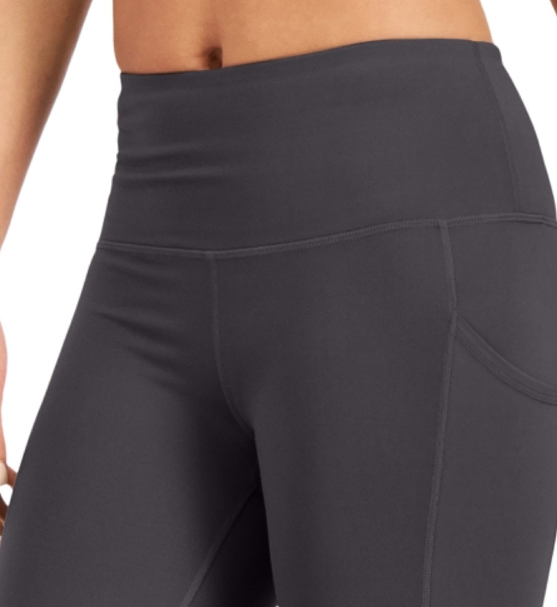 ID Ideology Shorts de ciclismo de compressão feminino de cintura alta, cinza, tamanho pequeno