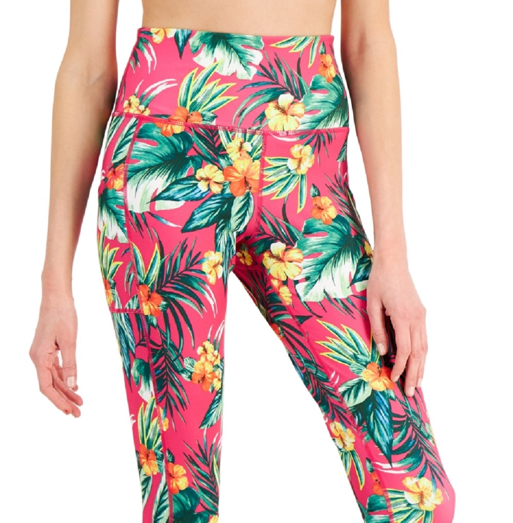 Leggings femininas ID Ideology Tropical com bolso lateral 7/8 rosa