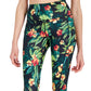 ID Ideology Leggings Cropped Femininas com Bolso Lateral Tropical, Pretas, Tamanho Médio
