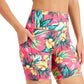 ID Ideology Shorts de ciclismo feminino com estampa tropical e compressão, tamanho GG, rosa, 7 unidades