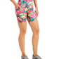 ID Ideology Shorts de ciclismo feminino com estampa tropical e compressão, tamanho GG, rosa, 7 unidades