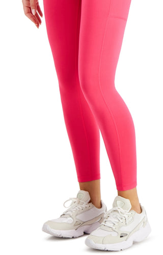 ID Ideology Leggings femininas de compressão, cintura alta, bolso lateral, comprimento 7/8, rosa, tamanho médio