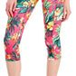 ID Ideology Leggings Cropped Femininas com Bolso Lateral Tropical, Pretas, Tamanho Pequeno