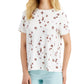 Blusa feminina Alfani com estampa de gola redonda, tamanho pequeno, laranja