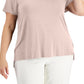 Camiseta feminina lisa Alfani rosa tamanho 1X