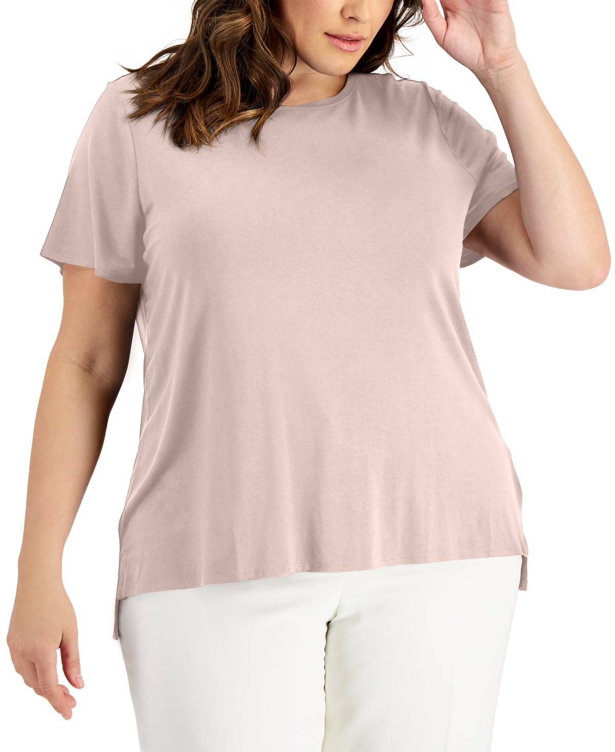 Camiseta feminina lisa Alfani rosa tamanho 1X