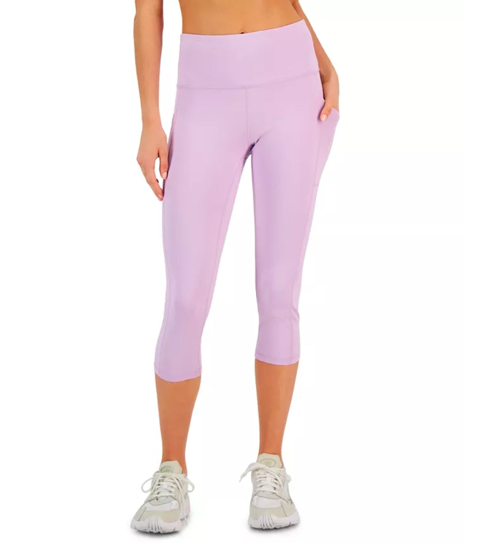 ID Ideology Leggings femininas de compressão com cintura alta e bolso lateral, roxas, tamanho pequeno P