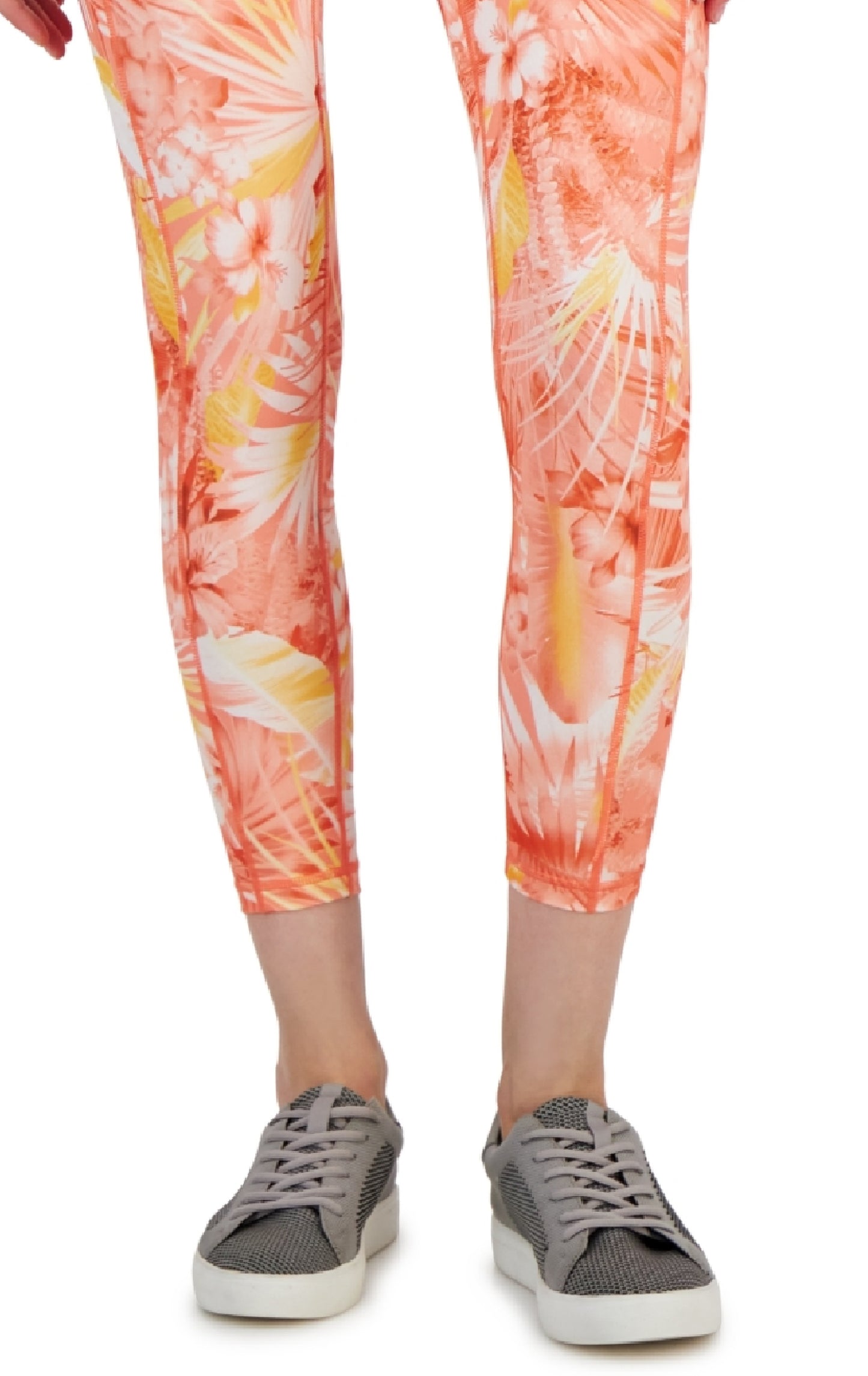 ID Ideology Leggings femininas de compressão com bolso lateral estampado 7/8 tamanho laranja pequeno pequeno