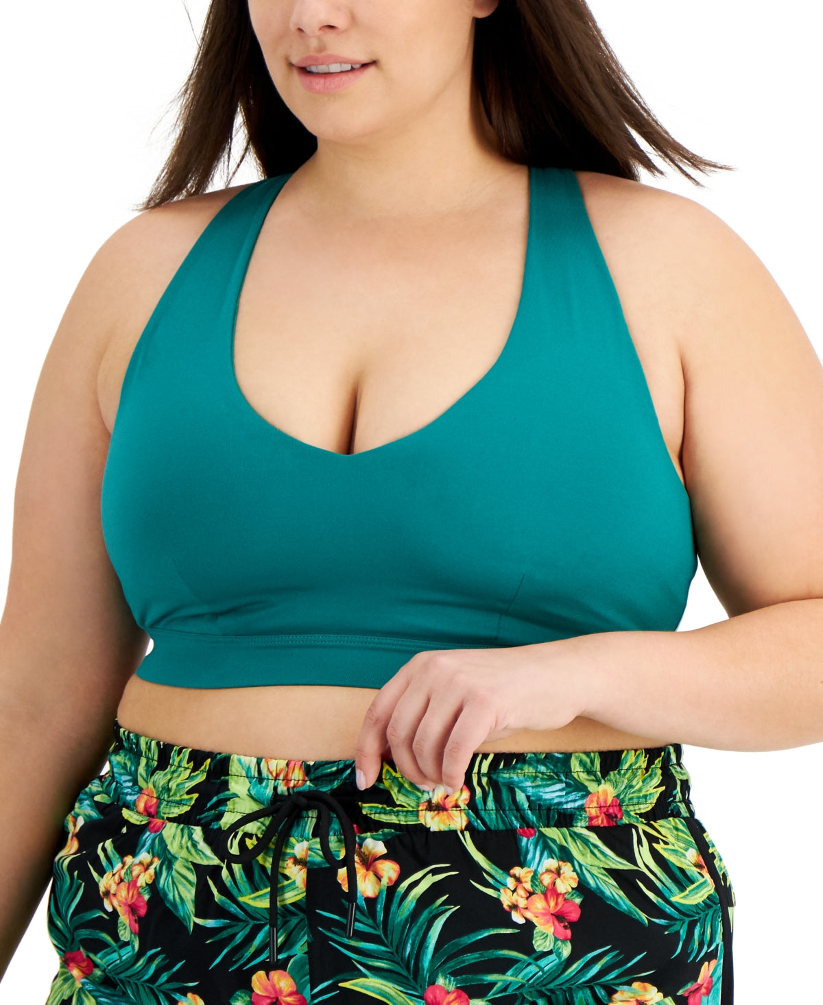 Conjunto de sutiã esportivo feminino ID Ideology, verde, tamanho 3X