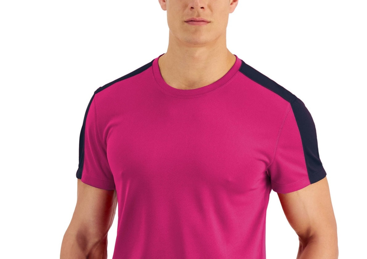Camisas de gola redonda com absorção de umidade Ideology masculinas grandes e altas, rosa, tamanho XXX-G