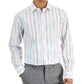 Camisa social listrada pintada masculina Bar III Slim Fit, branca, tamanho X-G