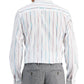Camisa social listrada pintada masculina Bar III Slim Fit, branca, tamanho X-G