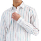 Camisa social listrada pintada masculina Bar III Slim Fit, branca, tamanho X-G