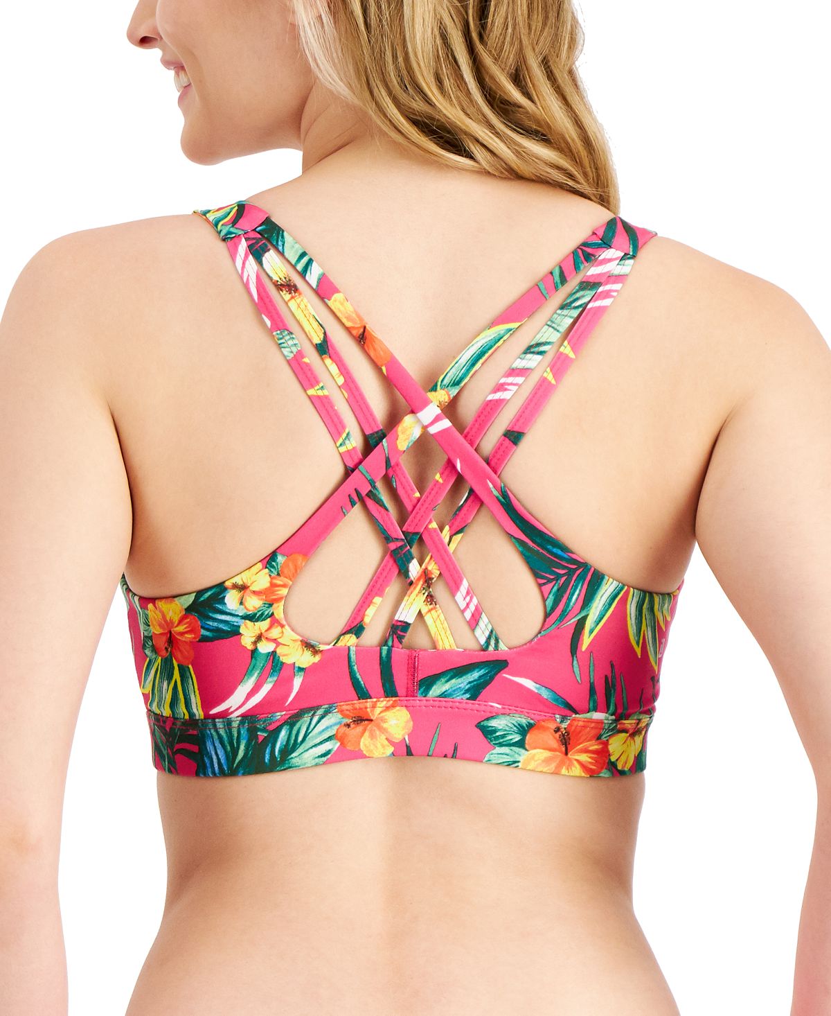 Sutiã esportivo de baixo impacto com estampa tropical feminino ID Ideology rosa