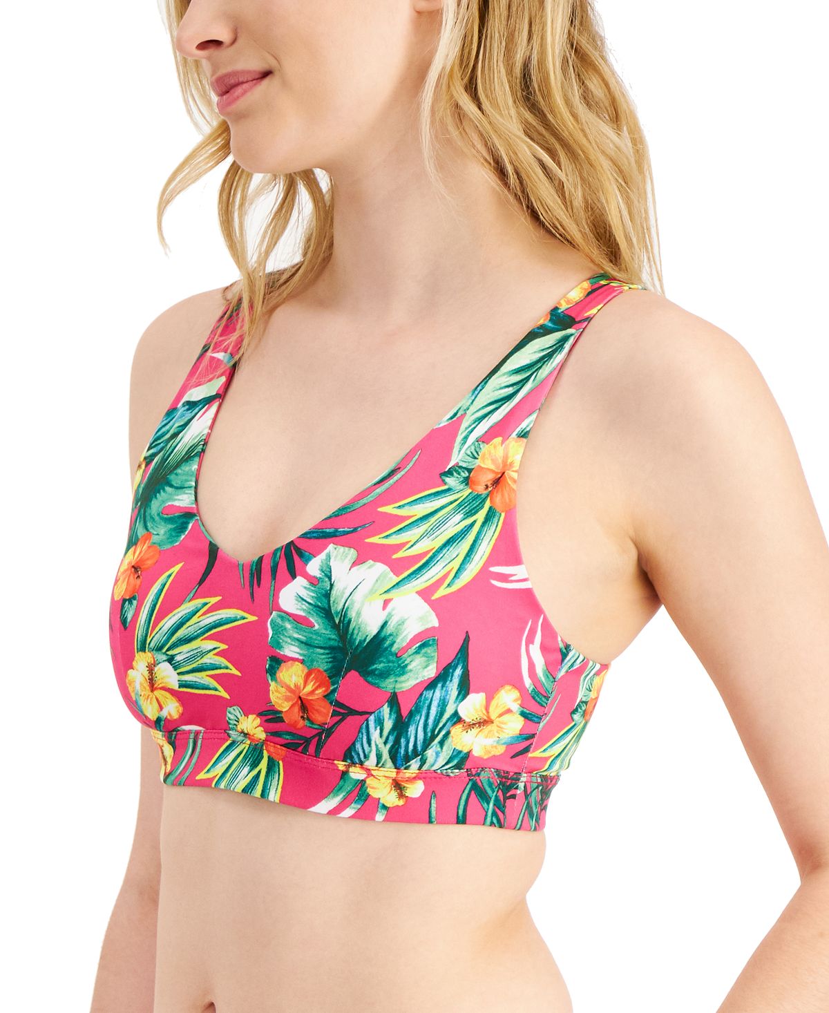 Sutiã esportivo de baixo impacto com estampa tropical feminino ID Ideology rosa