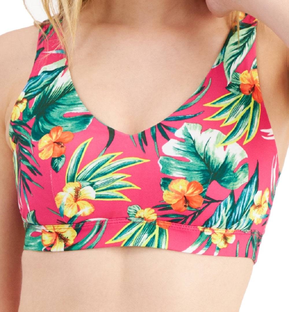 Sutiã esportivo de baixo impacto com estampa tropical feminino ID Ideology rosa