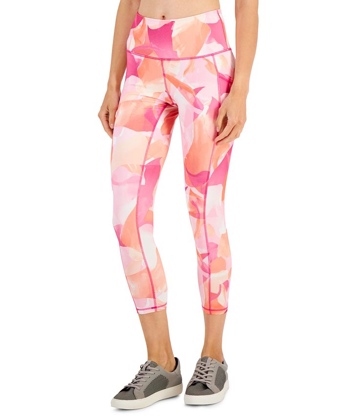 ID Ideology Leggings de compressão femininas com bolso lateral e pétalas 7/8 rosa tamanho extrapequeno