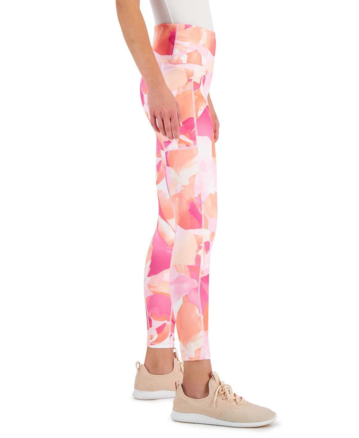 ID Ideology Leggings de compressão femininas com bolso lateral e pétalas 7/8, rosa, tamanho pequeno
