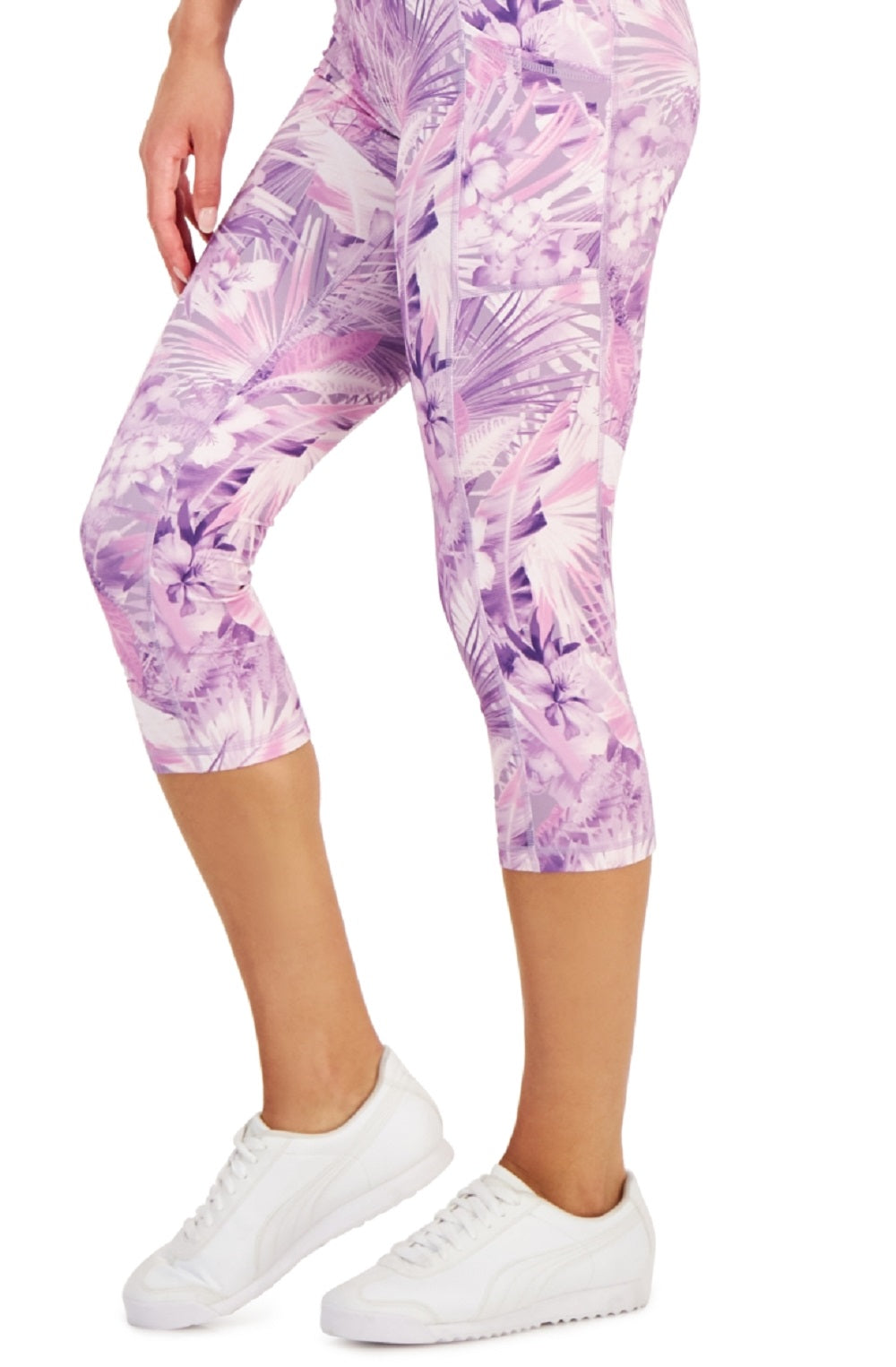 Leggings femininas ID Ideology com bolso lateral, roxas, tamanho pequeno