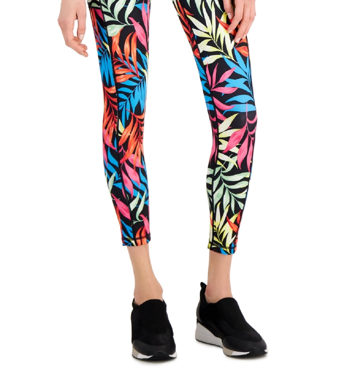 Leggings femininas ID Ideology Fern com bolso lateral 7/8, pretas, tamanho extragrande