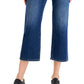 Calça jeans cropped feminina estilo slouchy fit, cintura alta, azul, tamanho 16