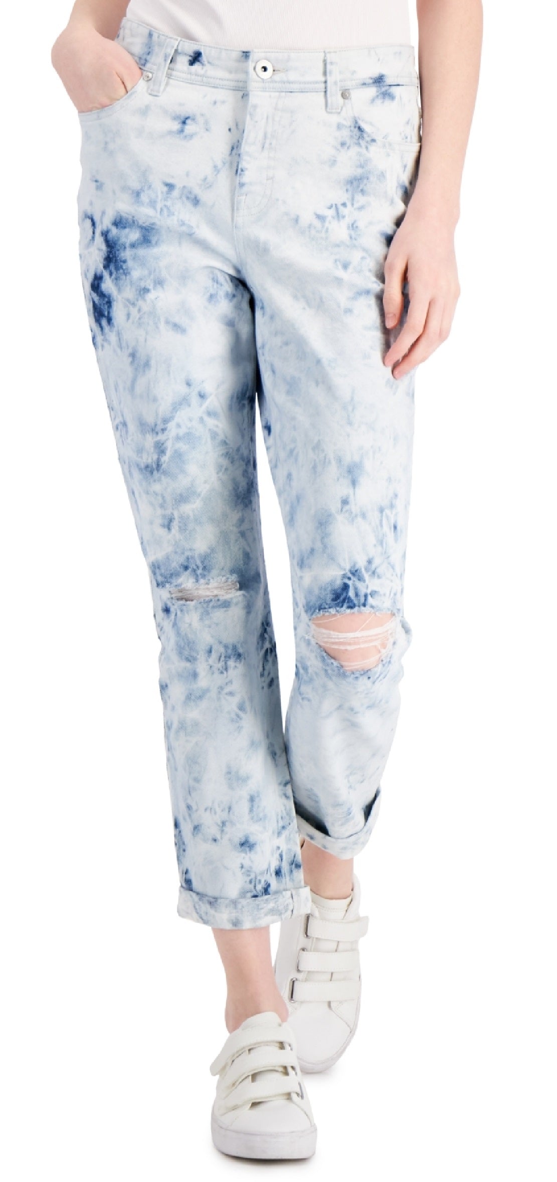 Jeans feminino estilo &amp; co, estilo namorada, azul, tamanho 6