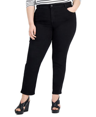 Jeans feminino estilo &amp; co, cintura alta, slim, preto, tamanho 18W