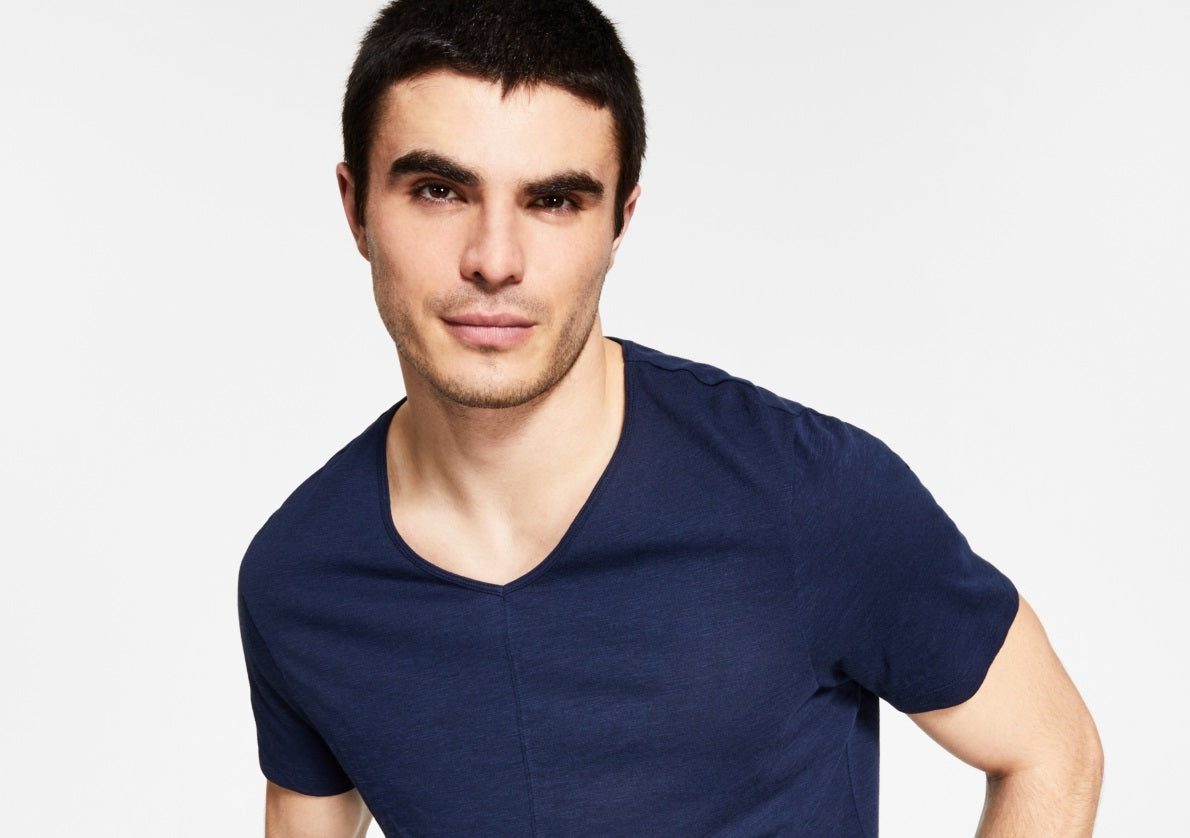 Camiseta masculina de manga curta com decote em V da INC International Concepts, azul, tamanho XX-G