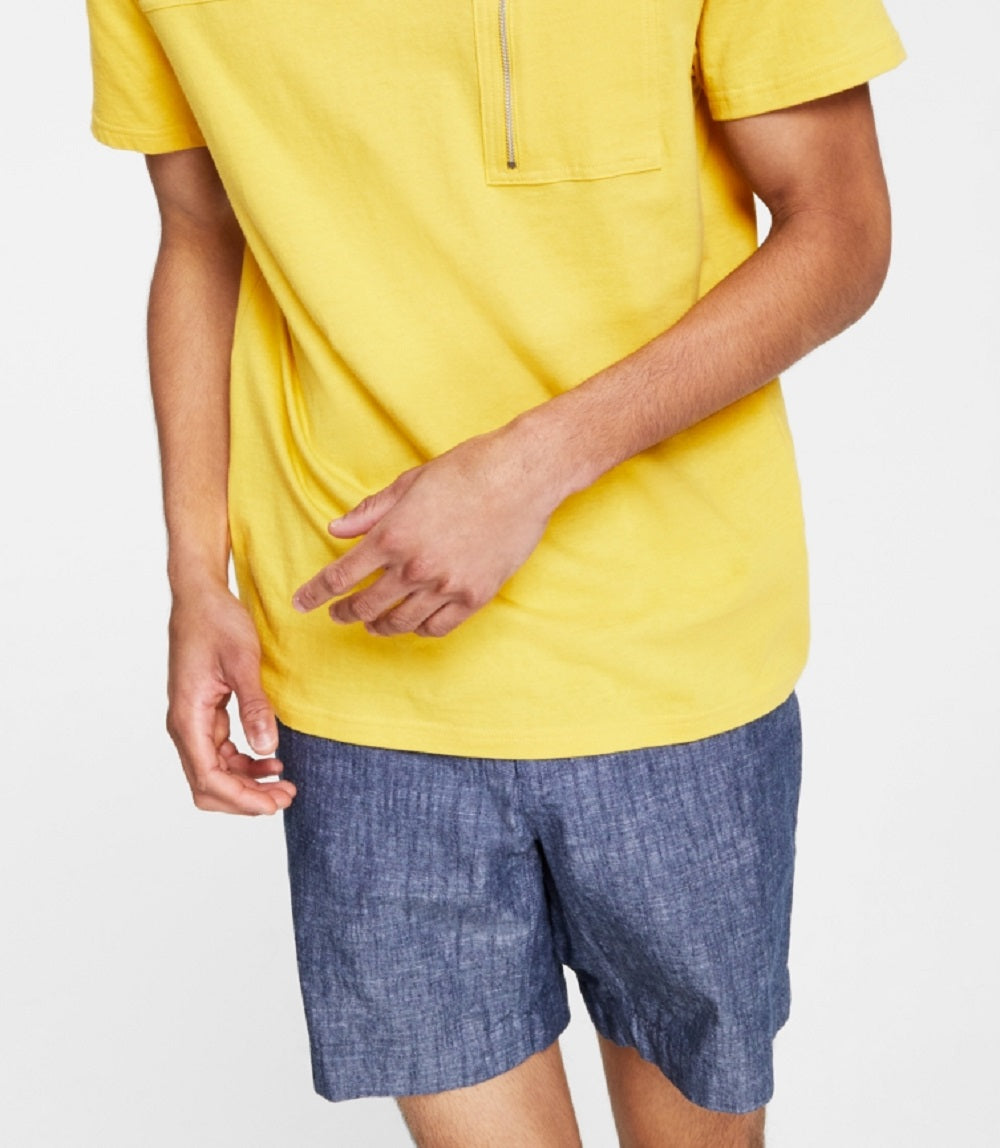 Camiseta masculina com bolso e zíper INC International Concepts, amarela, tamanho médio