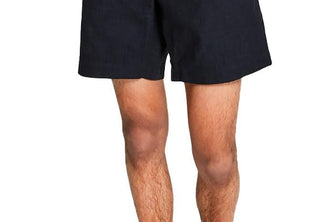 Calções de ganga Chambray com 7 costuras internas e frente lisa, preto, tamanho 34, da INC International Concepts para homem