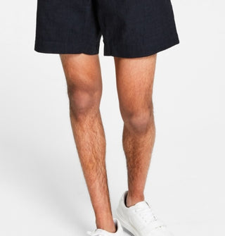 INC International Concepts Shorts Masculino Chambray 7 Inseam Frente Lisa Preto Tamanho 36