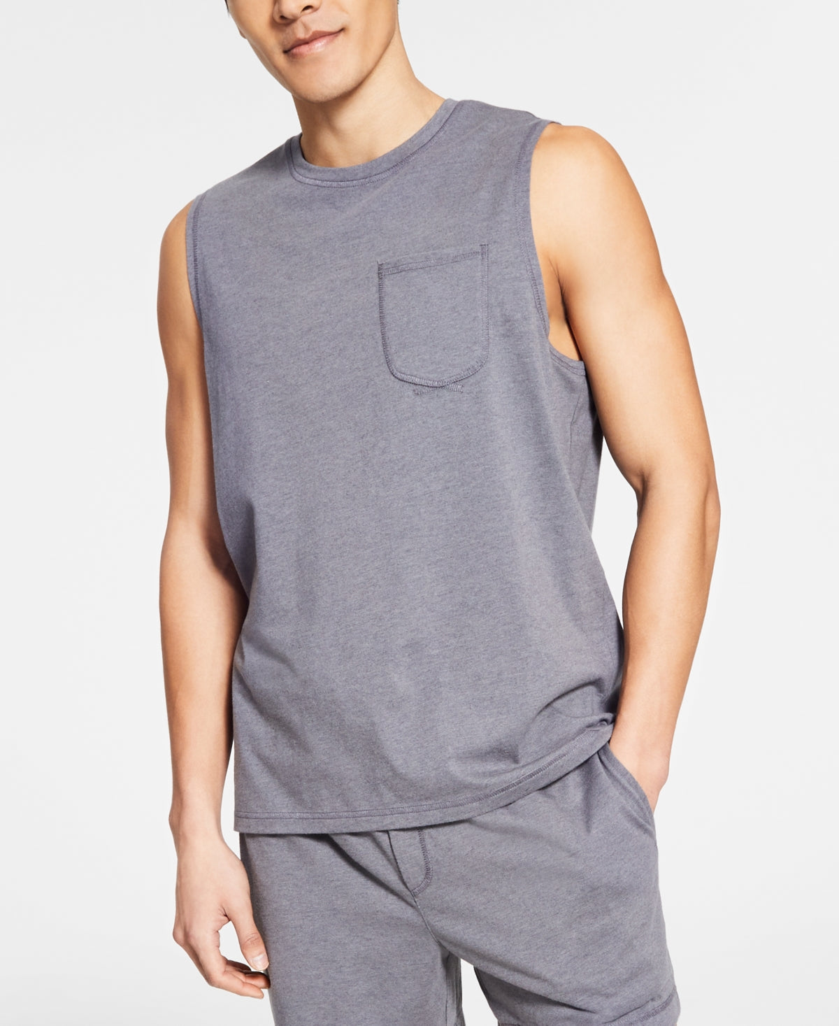 Pijama masculino Sun + Stone Sun Washed Knit Tank Top cinza tamanho médio