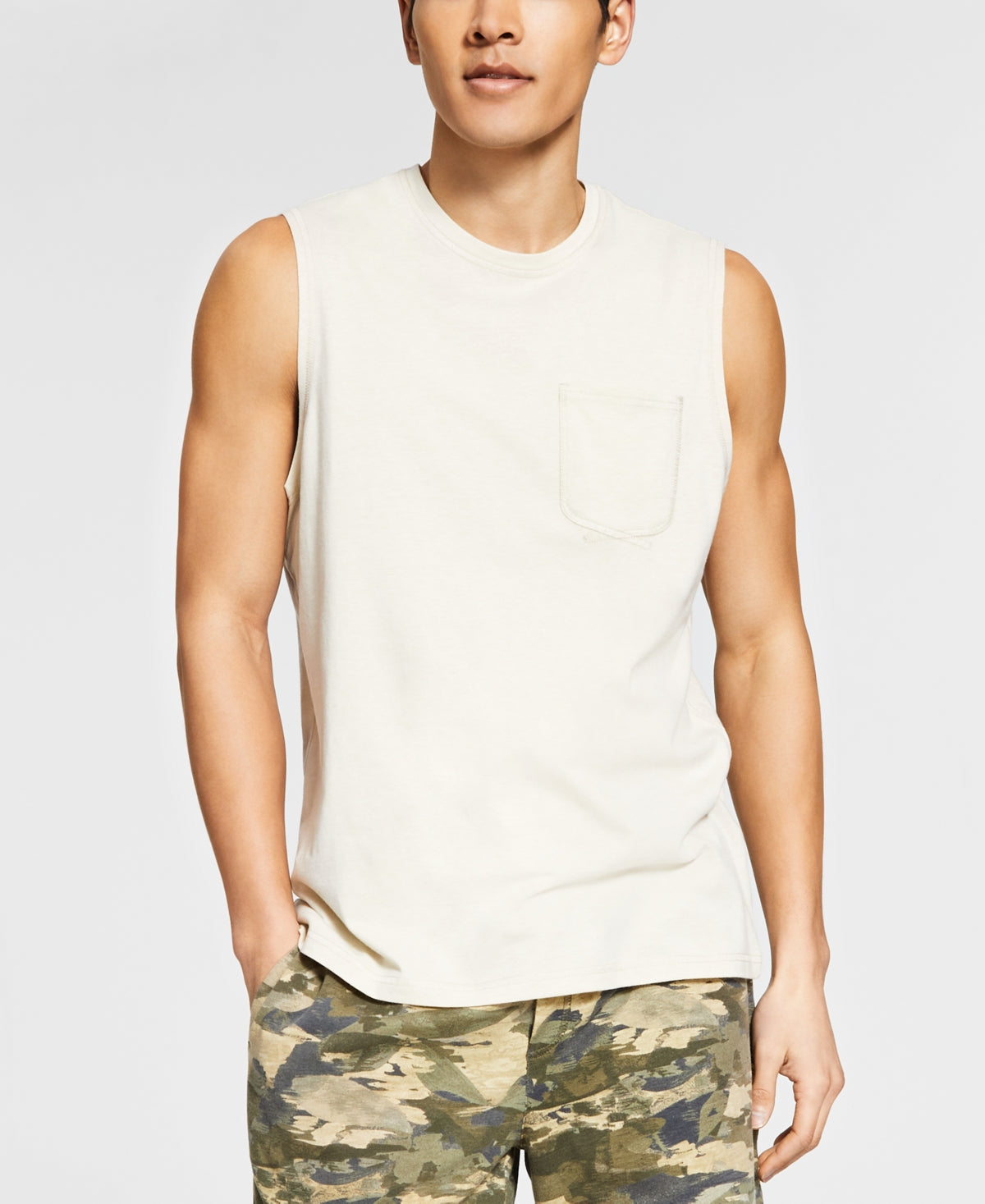 Pijama masculino Sun + Stone Sun Washed Knit Regata Marrom Tamanho X-G