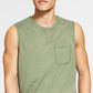 Pijama masculino Sun + Stone, regata de malha lavada, verde, tamanho médio