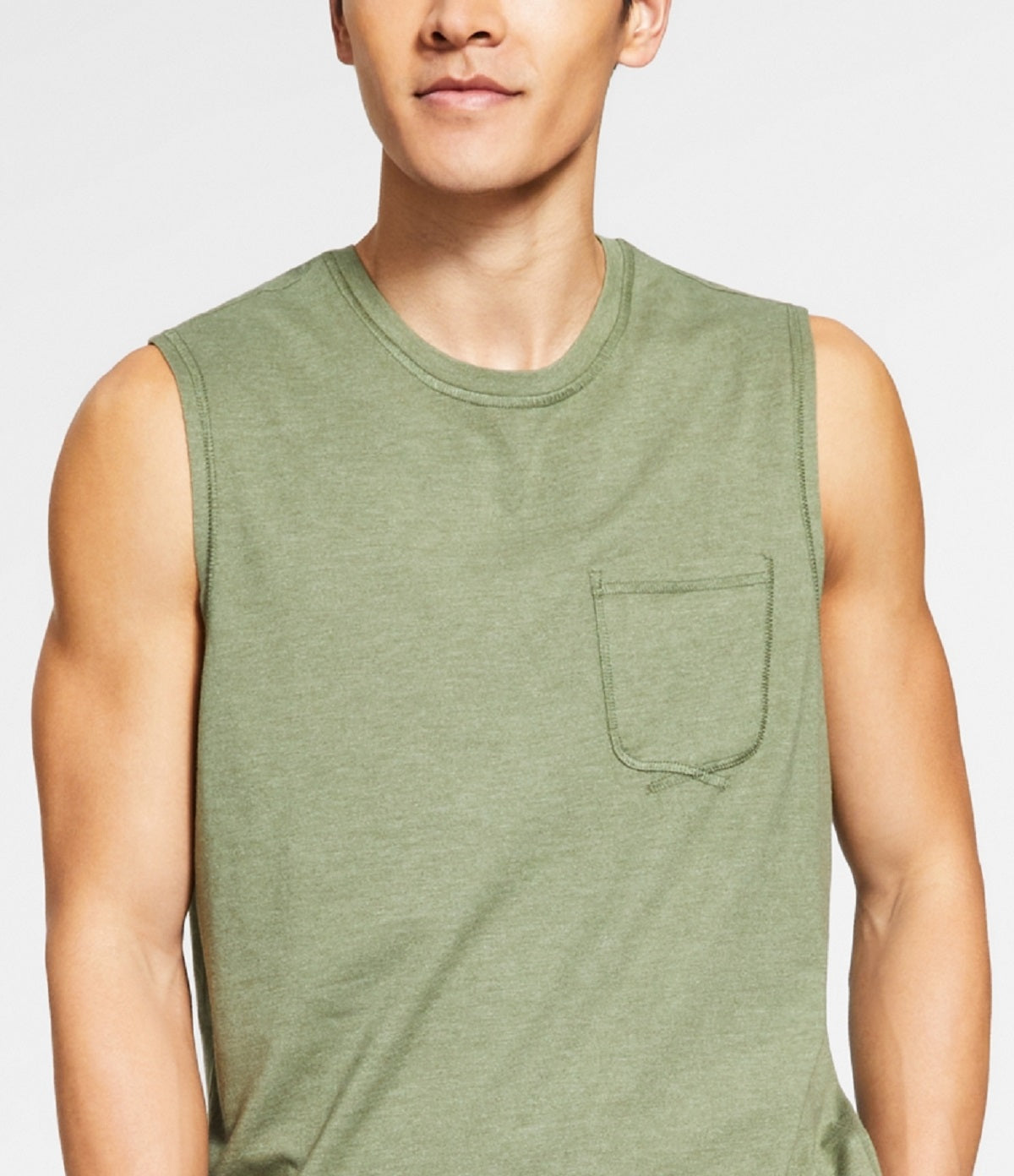 Pijama masculino Sun + Stone, regata de malha lavada, verde, tamanho médio