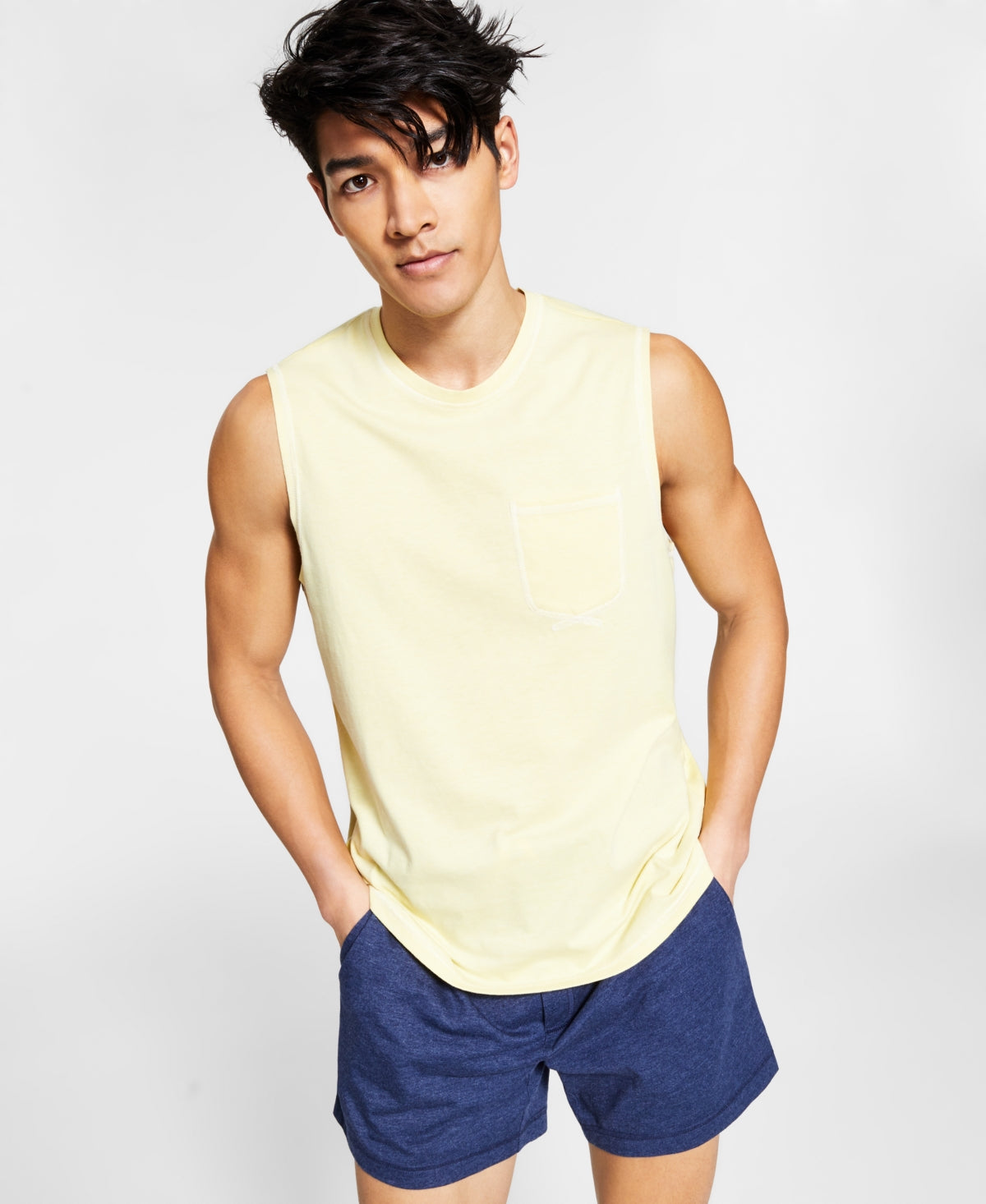 Pijama masculino Sun + Stone Sun Washed Knit Regata amarela tamanho grande