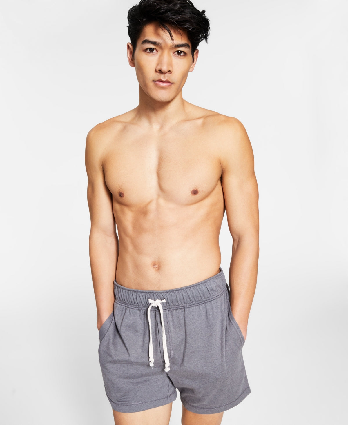 Pijama masculino Sun + Stone Sunwashed Knit Shorts cinza tamanho pequeno