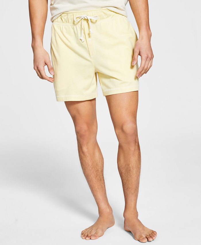 Pijama curto masculino Sun + Stone em malha desbotada, amarelo, tamanho grande