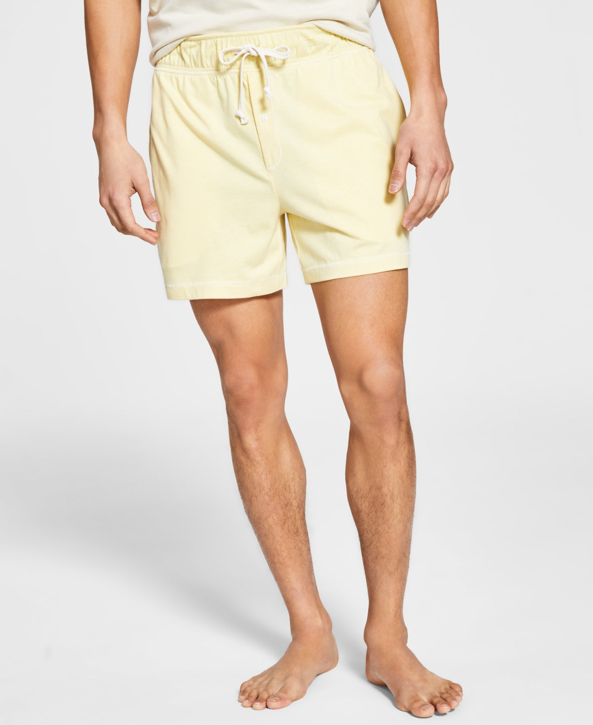 Pijama curto masculino Sun + Stone em malha desbotada, amarelo, tamanho GG