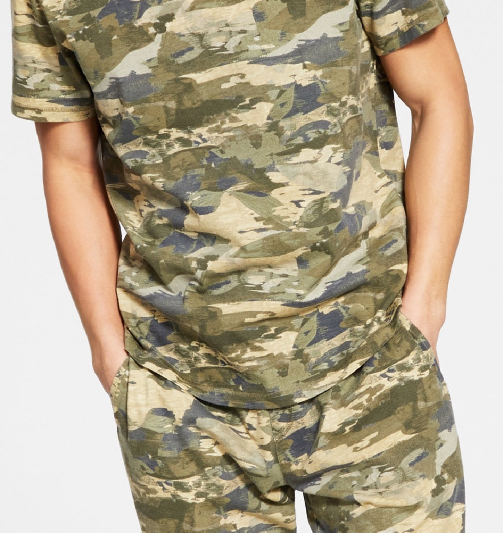 Pijama masculino camuflado de malha Sun + Stone, verde, tamanho pequeno