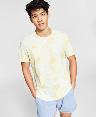 Pijama masculino Sun + Stone com estampa tie-dye e estampa Sunburst, verde, tamanho XXG