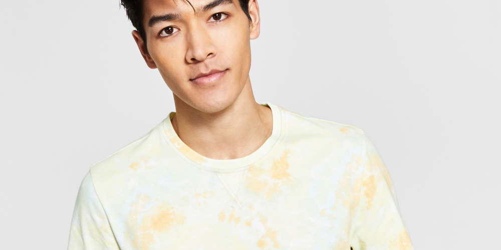 Pijama masculino Sun + Stone com estampa tie-dye e estampa Sunburst, verde, tamanho XXG